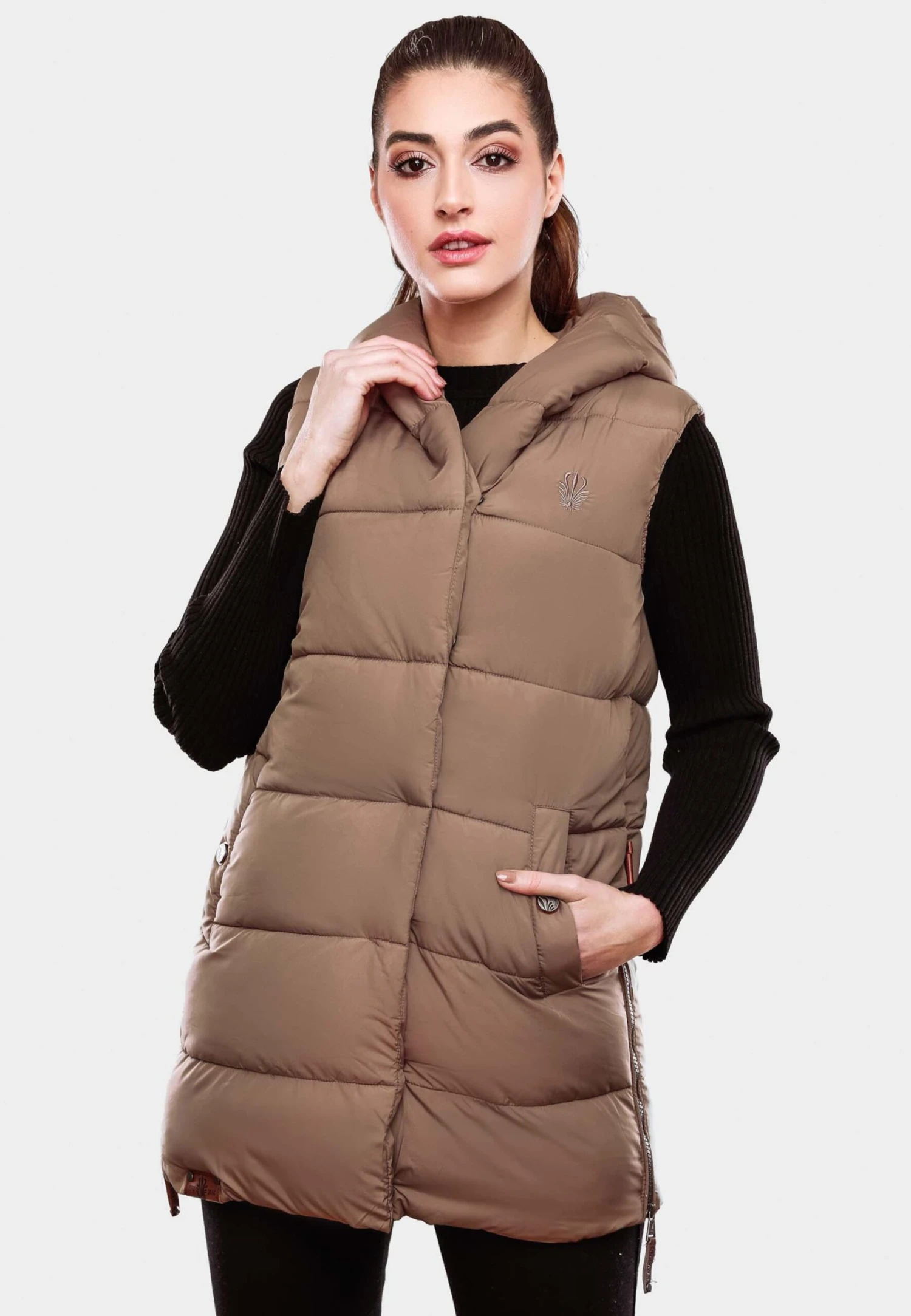 Navahoo Vestes Sans Manches Gilet Madilynaa Femme Taupe 6 Navahoo Vestes Sans Manches Gilet Madilynaa Femme Taupe – Image 6